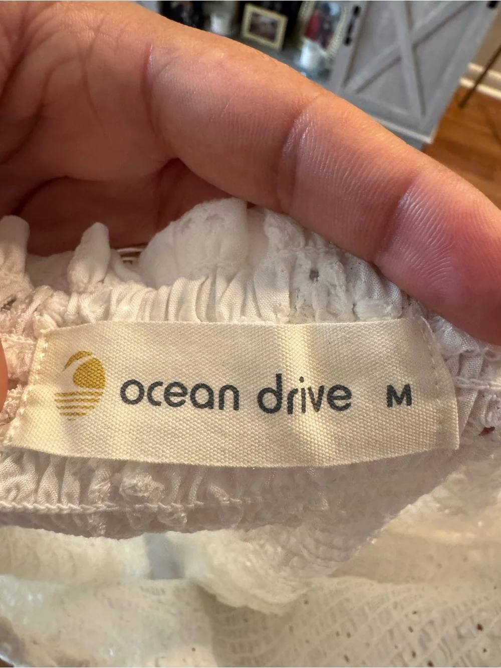 Ocean Drive White Eyelet Smocked Strapless Romper | Size Medium